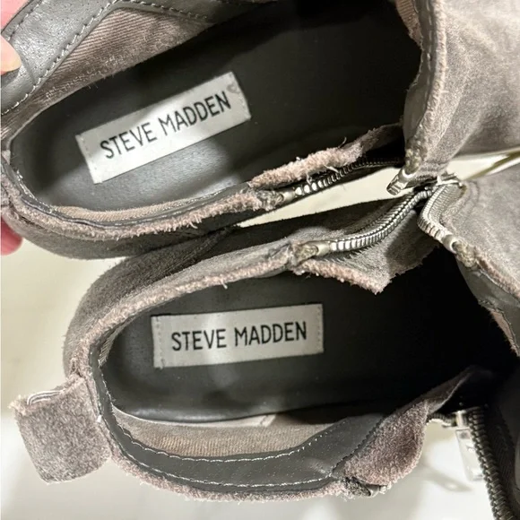 Steve Madden Wedgie Platform Sneakers Ankle Booties Gray Suede Size 6 - Picture 2 of 11